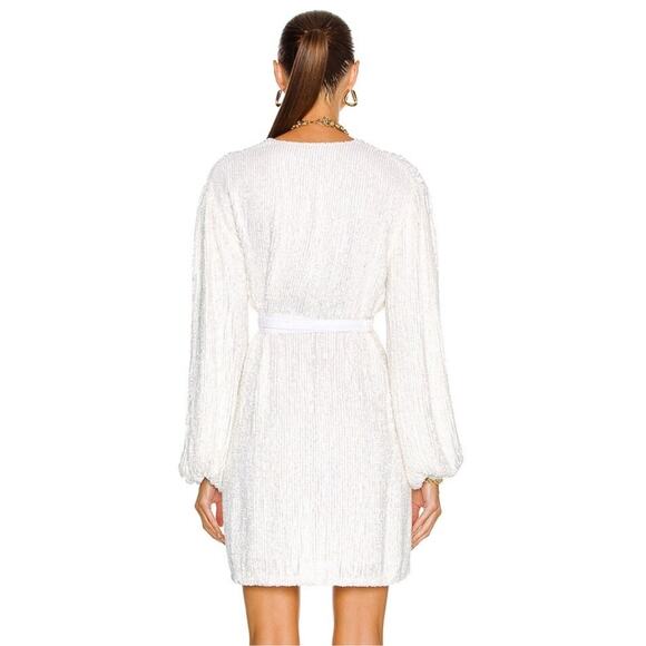 Retrofete Gabrielle Robe Dress in White Sequins Size XS Long Sleeve Blet - Picture 2 of 15